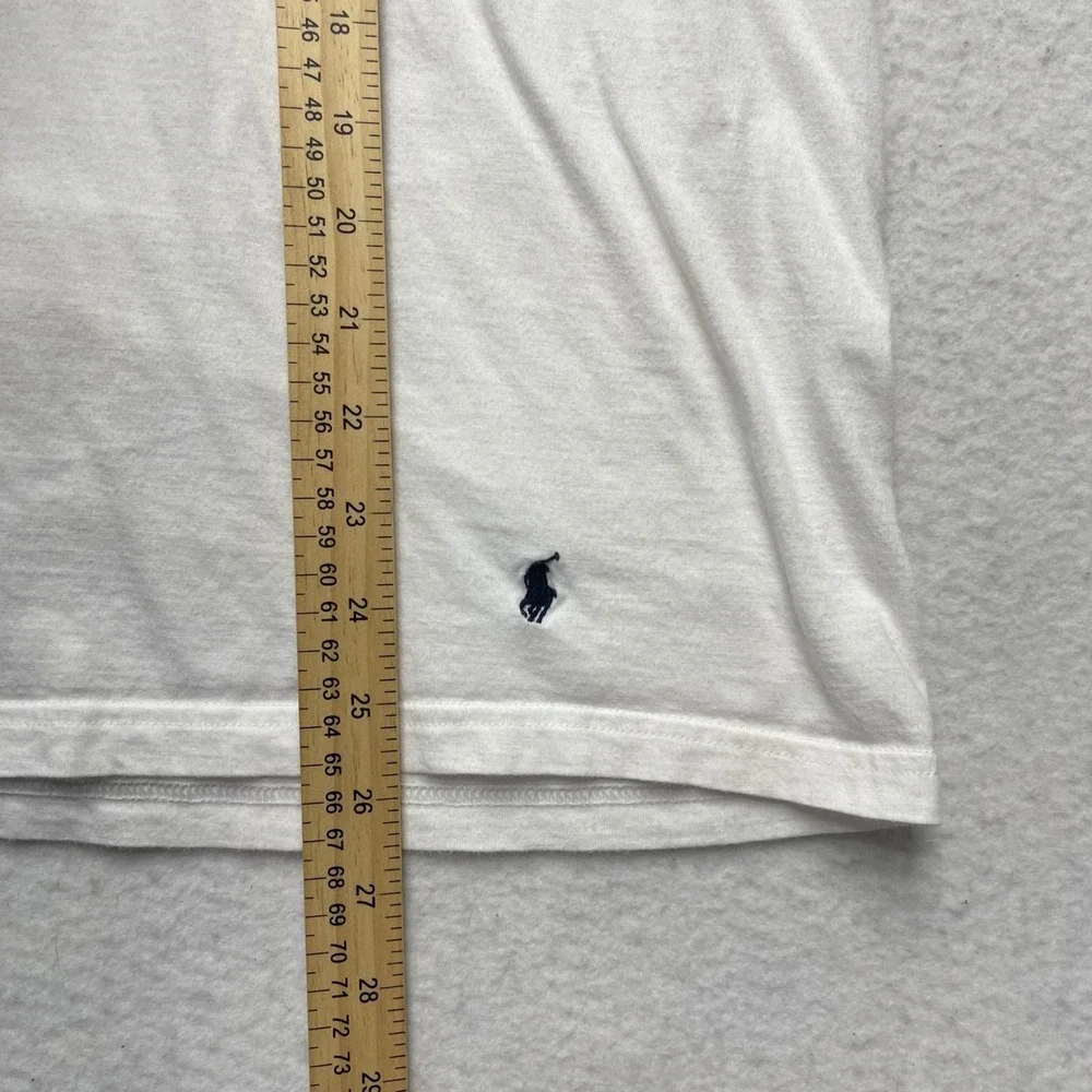 Polo Ralph Lauren T-Shirt Mens L White Classic Fit V-Neck Cotton Pony Logo Basic